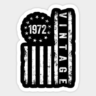 52 Years Old Gifts Vintage 1972 American Flag 52nd Birthday Sticker